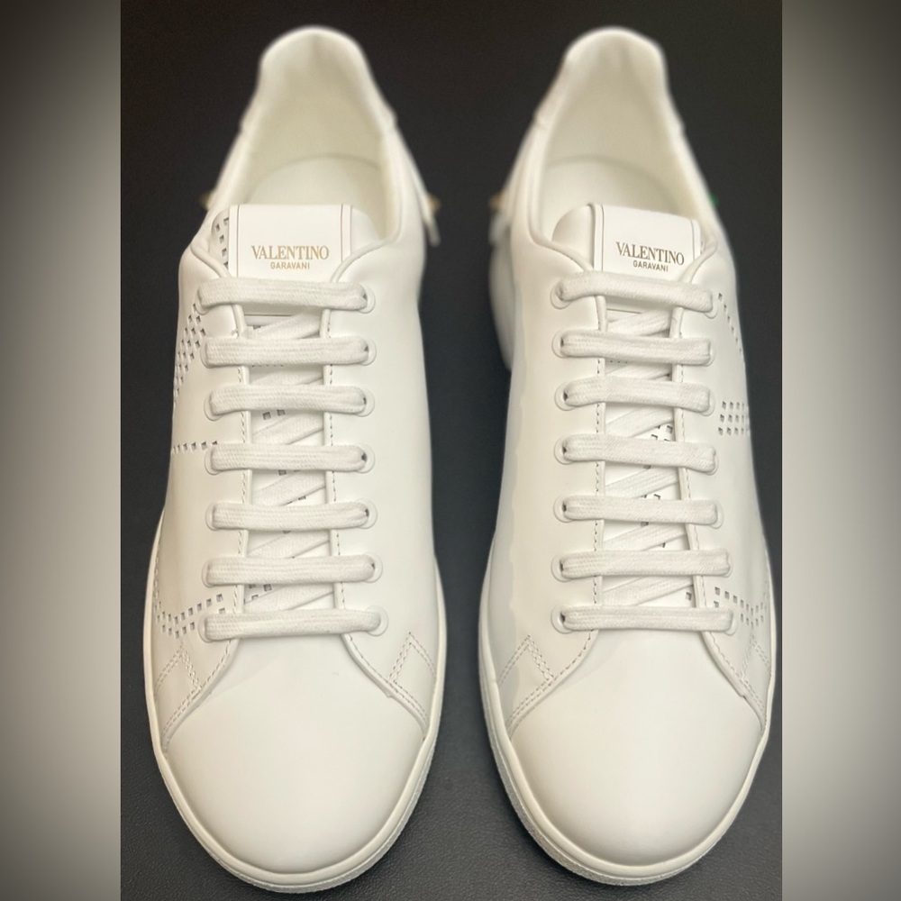 Valentino White Perforated V-Logo Sneakers - Picture 3 of 14